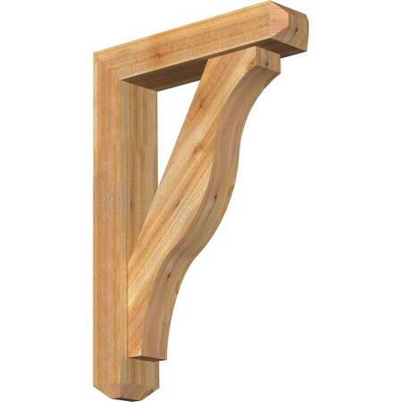 Ekena Millwork Funston Craftsman Rough Sawn Bracket w/ Offset Brace, Western Red Cedar, 6"W x 26"D x 38"H BKT0604X26X38FST04RWR